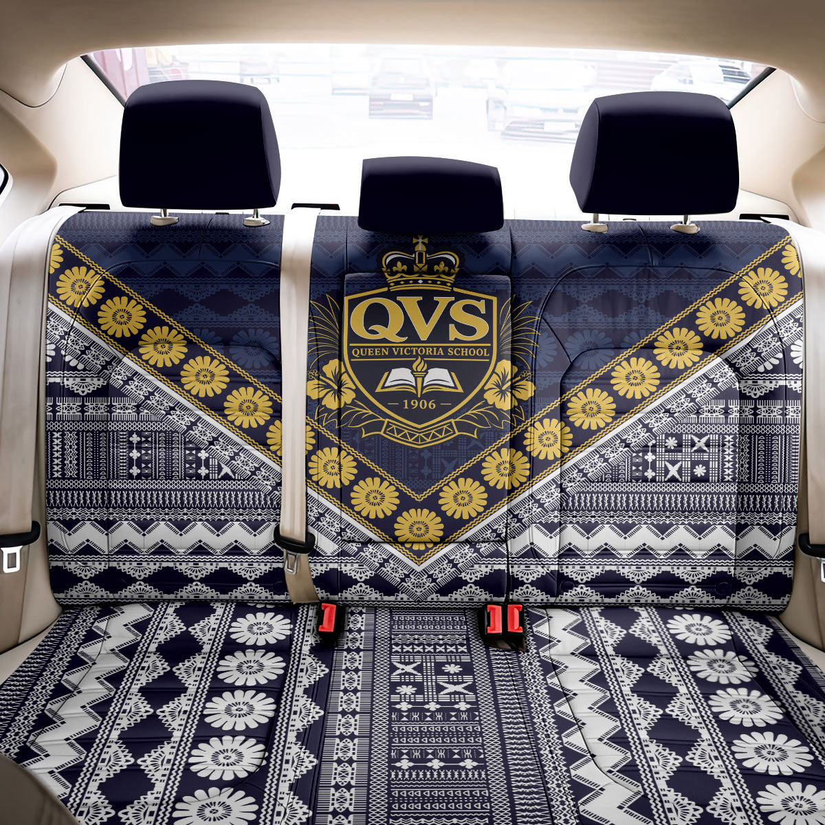 Fiji Queen Victoria School Back Car Seat Cover QVS 1906 Generational School Legacy LT9 - Polynesian Pride