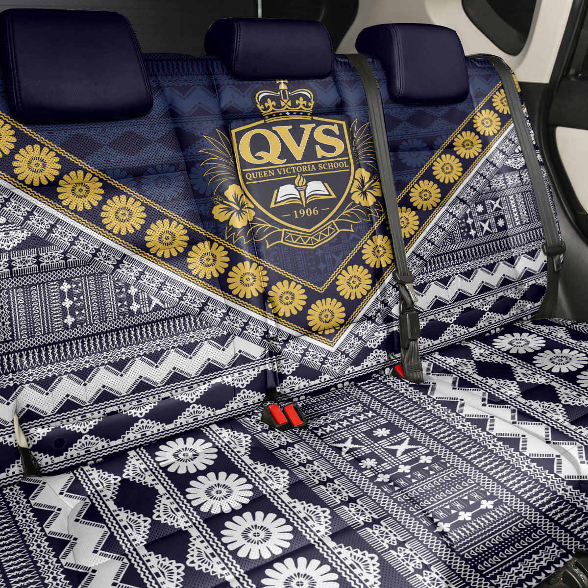 Fiji Queen Victoria School Back Car Seat Cover QVS 1906 Generational School Legacy LT9 - Polynesian Pride