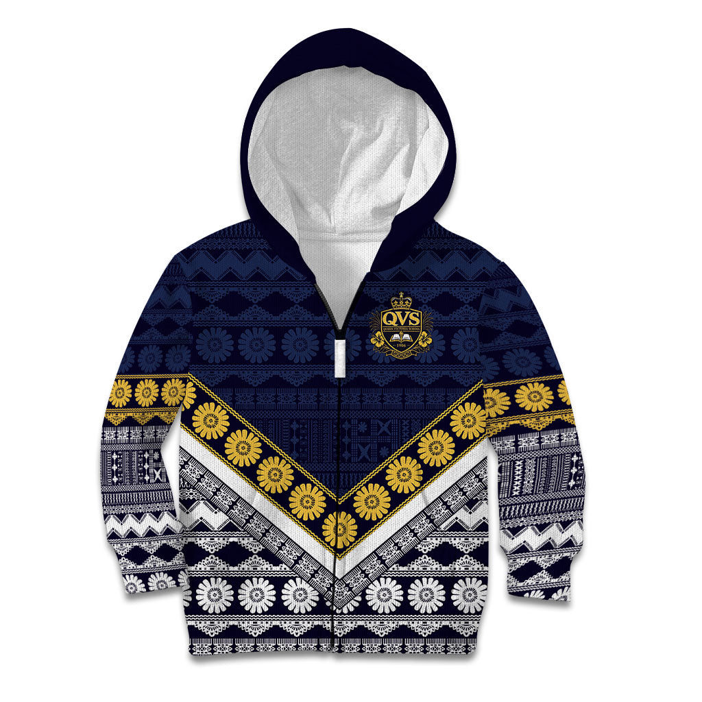 Fiji Queen Victoria School Kid Hoodie QVS 1906 Generational School Legacy LT9 Zip Hoodie Blue - Polynesian Pride