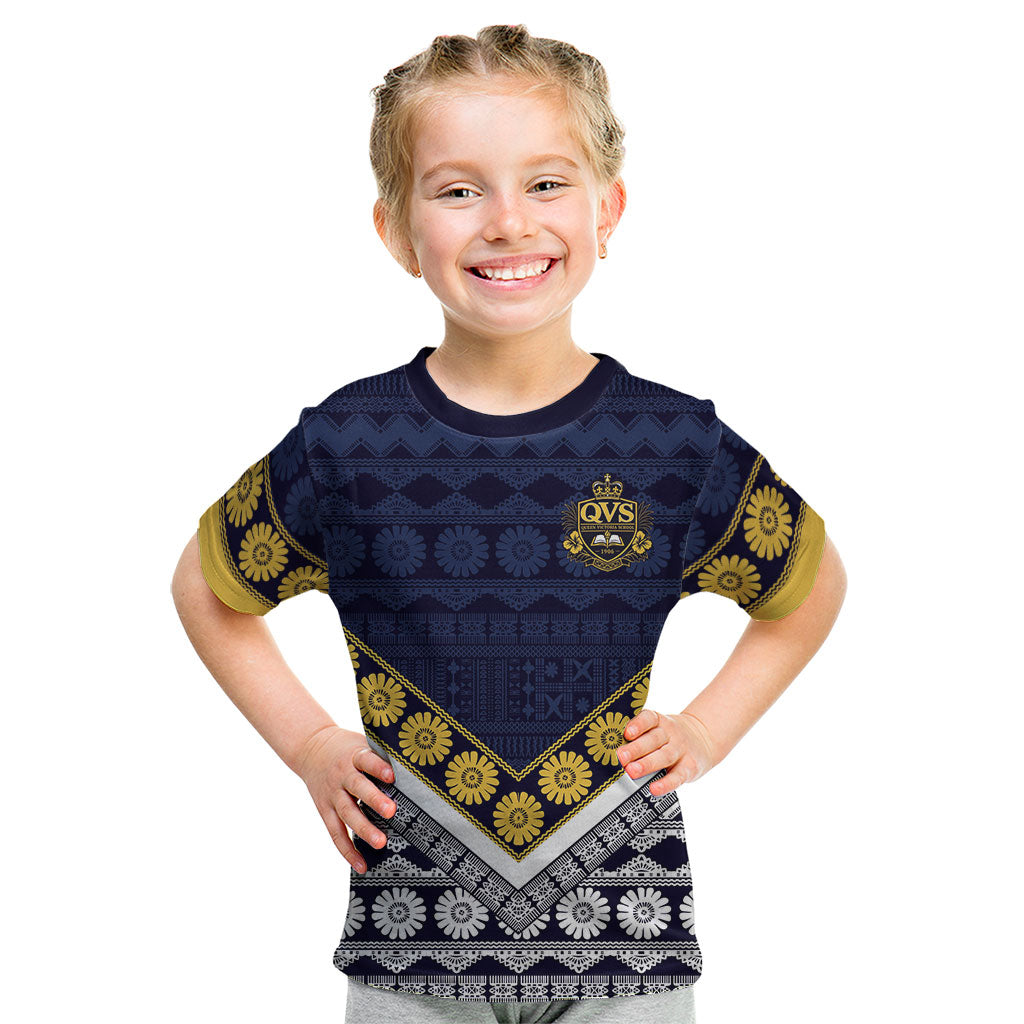 Fiji Queen Victoria School Kid T Shirt QVS 1906 Generational School Legacy LT9 Blue - Polynesian Pride