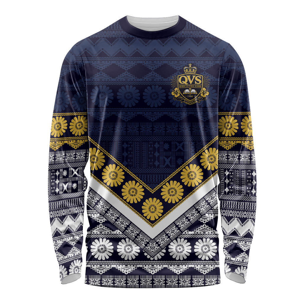 Fiji Queen Victoria School Long Sleeve Shirt QVS 1906 Generational School Legacy LT9 Unisex Blue - Polynesian Pride