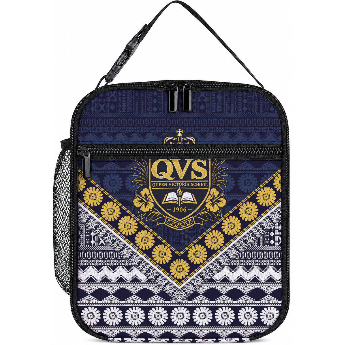 Fiji Queen Victoria School Lunch Bag QVS 1906 Generational School Legacy LT9 10.2 × 8.3 × 4.3 inch Blue - Polynesian Pride