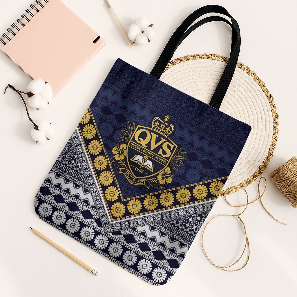 Fiji Queen Victoria School Tote Bag QVS 1906 Generational School Legacy LT9 Black Strap One Size Blue - Polynesian Pride