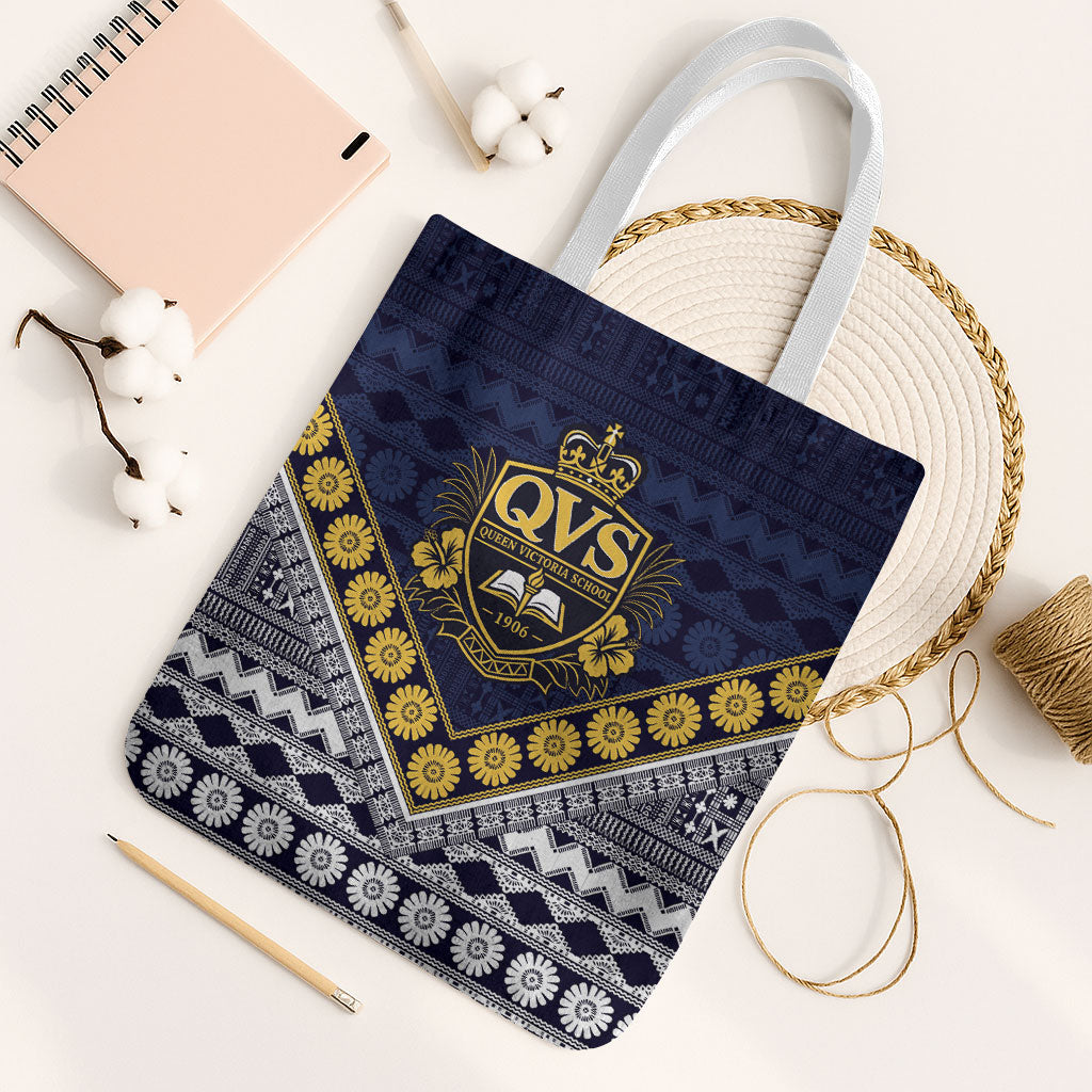 Fiji Queen Victoria School Tote Bag QVS 1906 Generational School Legacy LT9 White Strap One Size Blue - Polynesian Pride