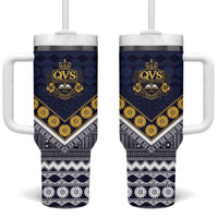 Fiji Queen Victoria School Tumbler With Handle QVS 1906 Generational School Legacy LT9 One Size: 40 oz Blue - Polynesian Pride