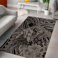 Beauty and The Warrior Polynesian Valentine Area Rug Hibiscus FLowers Brown Style LT9 - Polynesian Pride