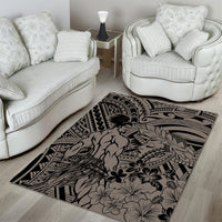 Beauty and The Warrior Polynesian Valentine Area Rug Hibiscus FLowers Brown Style LT9 - Polynesian Pride