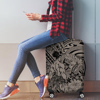 Beauty and The Warrior Polynesian Valentine Luggage Cover Hibiscus FLowers Brown Style LT9 - Polynesian Pride