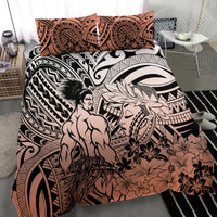 Beauty and The Warrior Polynesian Valentine Bedding Set Hibiscus FLowers Orange Style LT9 - Polynesian Pride