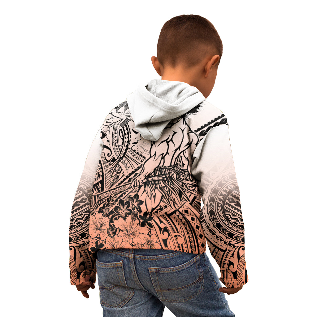 Beauty and The Warrior Polynesian Valentine Kid Hoodie Hibiscus FLowers Orange Style LT9 - Polynesian Pride