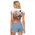 Beauty and The Warrior Polynesian Valentine Raglan Cropped T Shirt Hibiscus FLowers Orange Style LT9 - Polynesian Pride