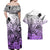 Beauty and The Warrior Polynesian Valentine Couples Matching Off Shoulder Maxi Dress and Hawaiian Shirt Hibiscus FLowers Purple Style LT9 - Polynesian Pride