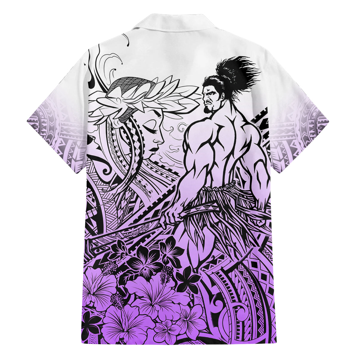 Beauty and The Warrior Polynesian Valentine Family Matching Tank Maxi Dress and Hawaiian Shirt Hibiscus FLowers Purple Style LT9 - Polynesian Pride