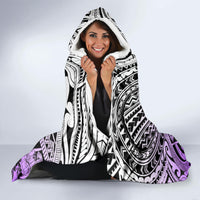 Beauty and The Warrior Polynesian Valentine Hooded Blanket Hibiscus FLowers Purple Style LT9 - Polynesian Pride