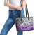 Beauty and The Warrior Polynesian Valentine Leather Tote Bag Hibiscus FLowers Purple Style LT9 - Polynesian Pride