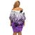 Beauty and The Warrior Polynesian Valentine Off Shoulder Short Dress Hibiscus FLowers Purple Style LT9 - Polynesian Pride