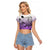 Beauty and The Warrior Polynesian Valentine Raglan Cropped T Shirt Hibiscus FLowers Purple Style LT9 Female Purple - Polynesian Pride