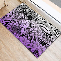 Beauty and The Warrior Polynesian Valentine Rubber Doormat Hibiscus FLowers Purple Style LT9 - Polynesian Pride