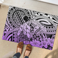 Beauty and The Warrior Polynesian Valentine Rubber Doormat Hibiscus FLowers Purple Style LT9 - Polynesian Pride