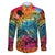 Beauty and The Warrior Polynesian Valentine Family Matching Off Shoulder Long Sleeve Dress and Hawaiian Shirt Hibiscus FLowers Rainbow Style LT9 Dad's Shirt - Long Sleeve Rainbow - Polynesian Pride