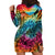 Beauty and The Warrior Polynesian Valentine Hoodie Dress Hibiscus FLowers Rainbow Style LT9 - Polynesian Pride