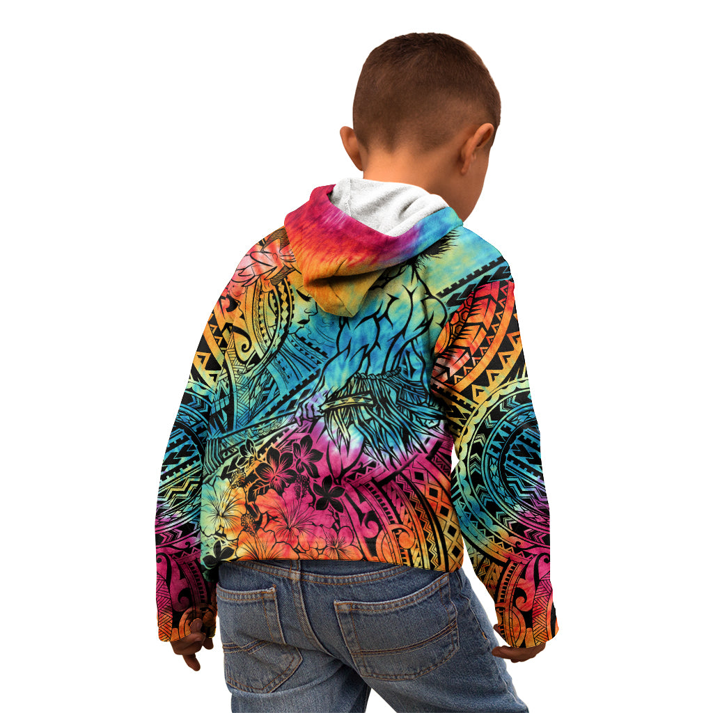 Beauty and The Warrior Polynesian Valentine Kid Hoodie Hibiscus FLowers Rainbow Style LT9 - Polynesian Pride
