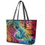 Beauty and The Warrior Polynesian Valentine Leather Tote Bag Hibiscus FLowers Rainbow Style LT9 - Polynesian Pride