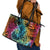 Beauty and The Warrior Polynesian Valentine Leather Tote Bag Hibiscus FLowers Rainbow Style LT9 - Polynesian Pride