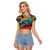Beauty and The Warrior Polynesian Valentine Raglan Cropped T Shirt Hibiscus FLowers Rainbow Style LT9 Female Rainbow - Polynesian Pride