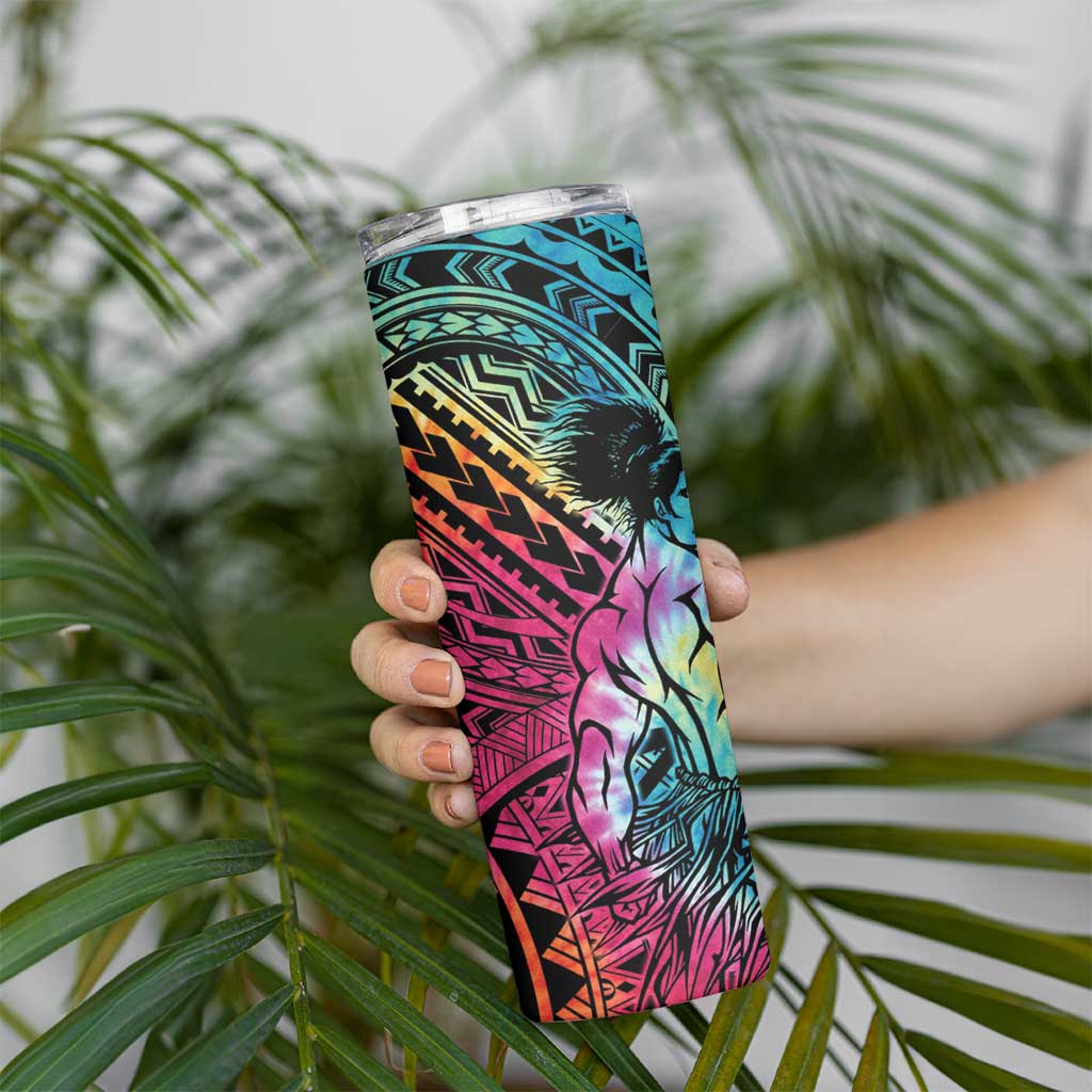 Beauty and The Warrior Polynesian Valentine Skinny Tumbler Hibiscus FLowers Rainbow Style LT9 - Polynesian Pride