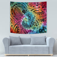 Beauty and The Warrior Polynesian Valentine Tapestry Hibiscus FLowers Rainbow Style LT9 - Polynesian Pride