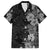 Hawaii Tropical Flowers Tribal Pattern Family Matching Off Shoulder Long Sleeve Dress and Hawaiian Shirt Black Style LT9 Dad's Shirt - Short Sleeve Black - Polynesian Pride