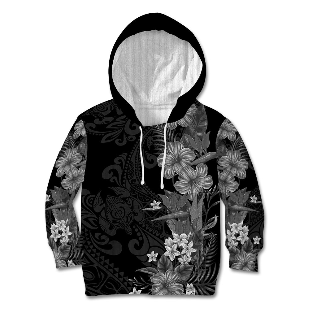 Hawaii Tropical Flowers Tribal Pattern Kid Hoodie Black Style LT9 Hoodie Black - Polynesian Pride