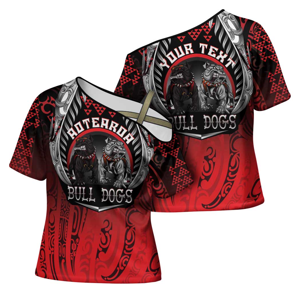 Aotearoa Bulldog Personalised Cross Shoulder Shirt Maori Kowhaiwhai Motif LT9 - Polynesian Pride