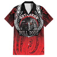 Aotearoa Bulldog Personalised Family Matching Long Sleeve Bodycon Dress and Hawaiian Shirt Maori Kowhaiwhai Motif LT9 Dad's Shirt - Short Sleeve Red - Polynesian Pride