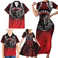 Aotearoa Bulldog Personalised Family Matching Short Sleeve Bodycon Dress and Hawaiian Shirt Maori Kowhaiwhai Motif LT9 - Polynesian Pride