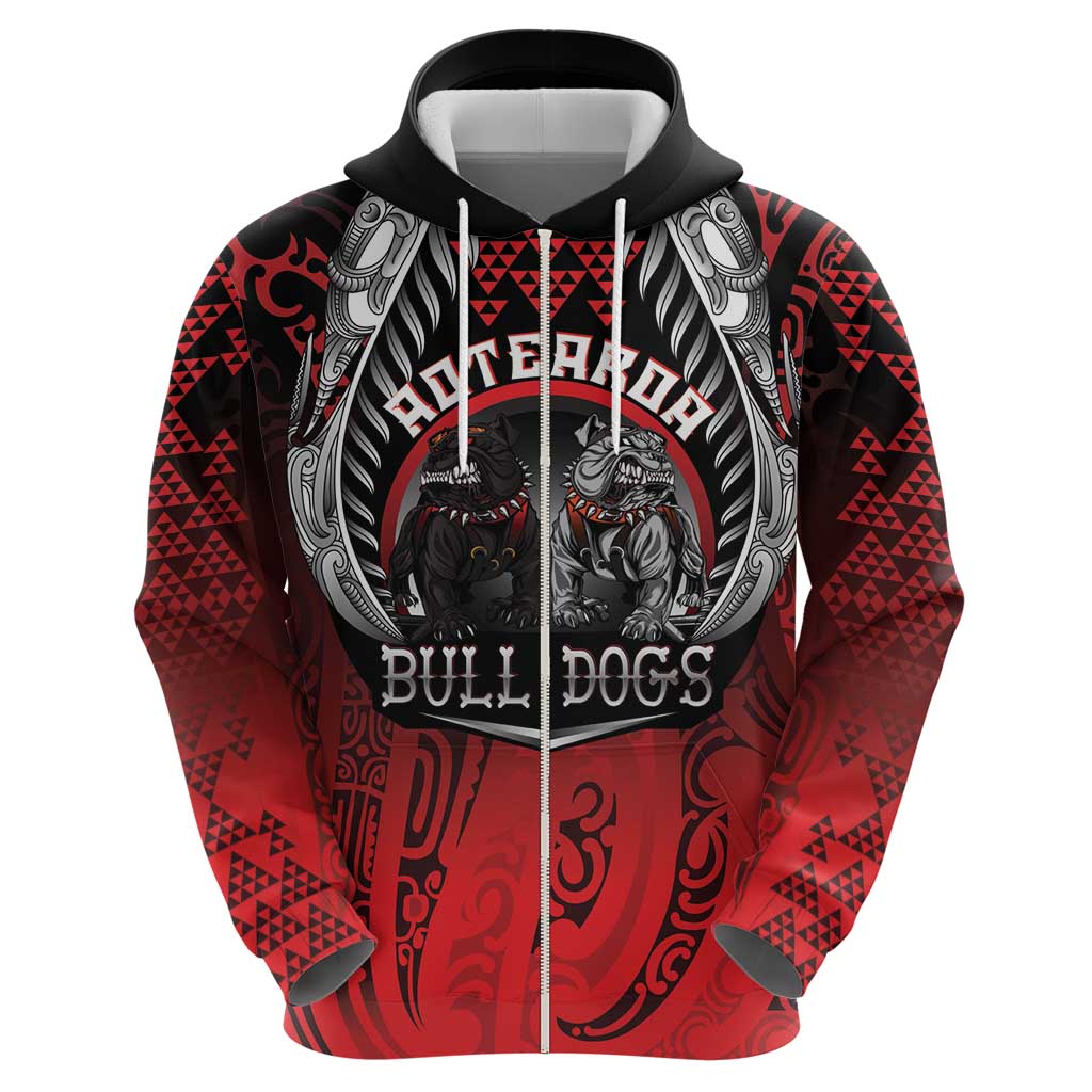Aotearoa Bulldog Personalised Hoodie Maori Kowhaiwhai Motif