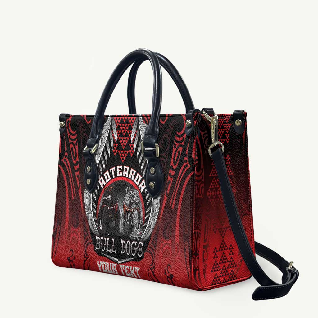 Aotearoa Bulldog Personalised Leather Bag Maori Kowhaiwhai Motif - Polynesian Pride