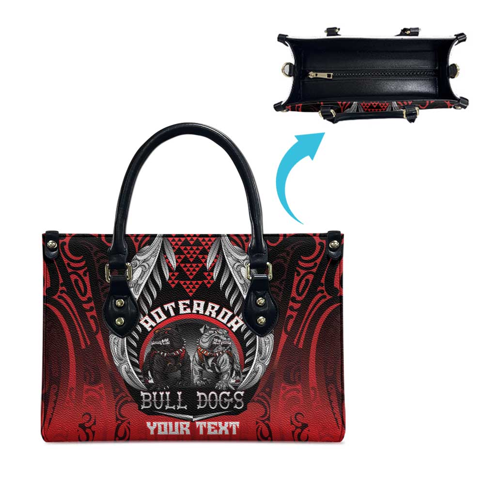 Aotearoa Bulldog Personalised Leather Bag Maori Kowhaiwhai Motif - Polynesian Pride