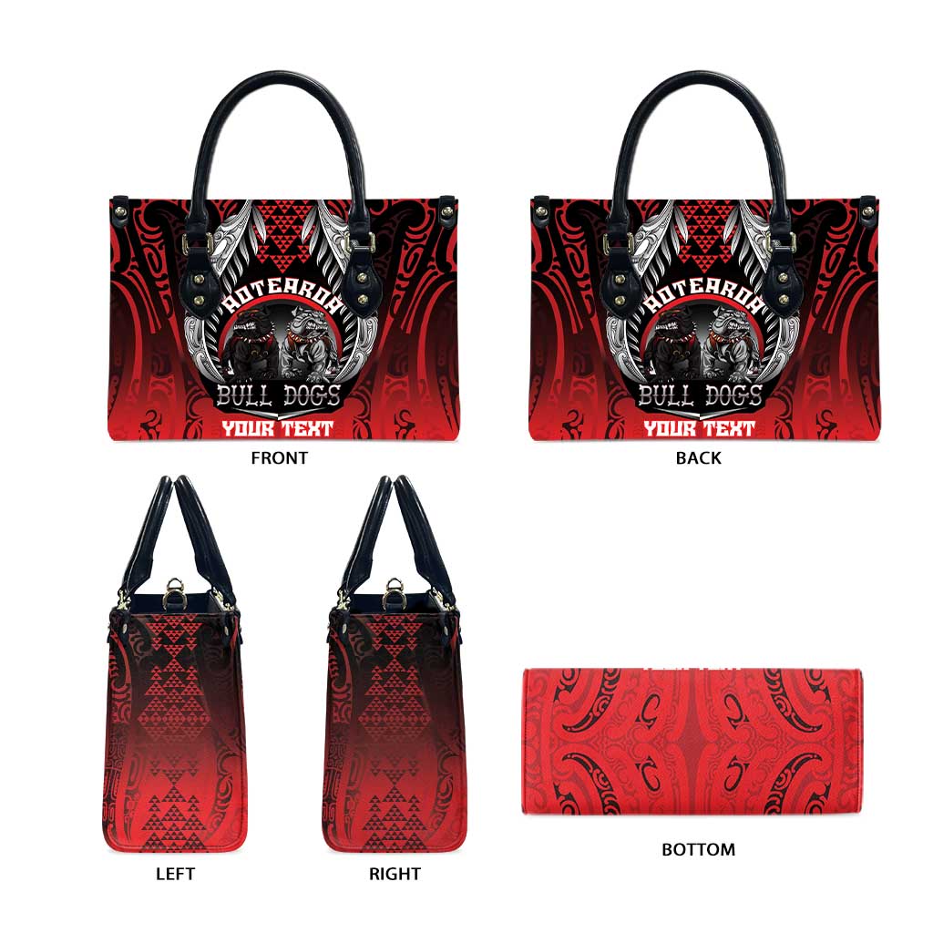 Aotearoa Bulldog Personalised Leather Bag Maori Kowhaiwhai Motif - Polynesian Pride