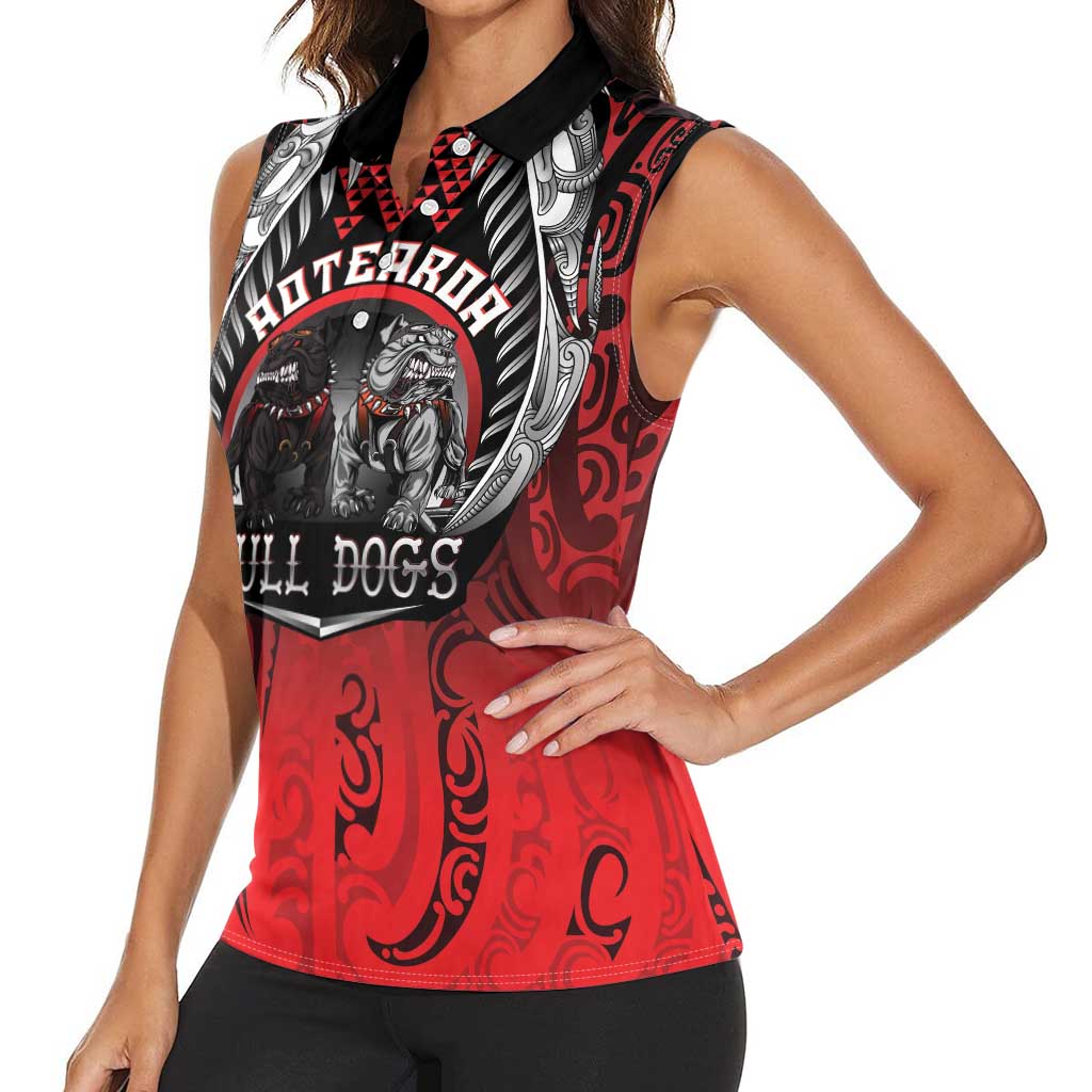 Aotearoa Bulldog Personalised Women Sleeveless Polo Shirt Maori Kowhaiwhai Motif