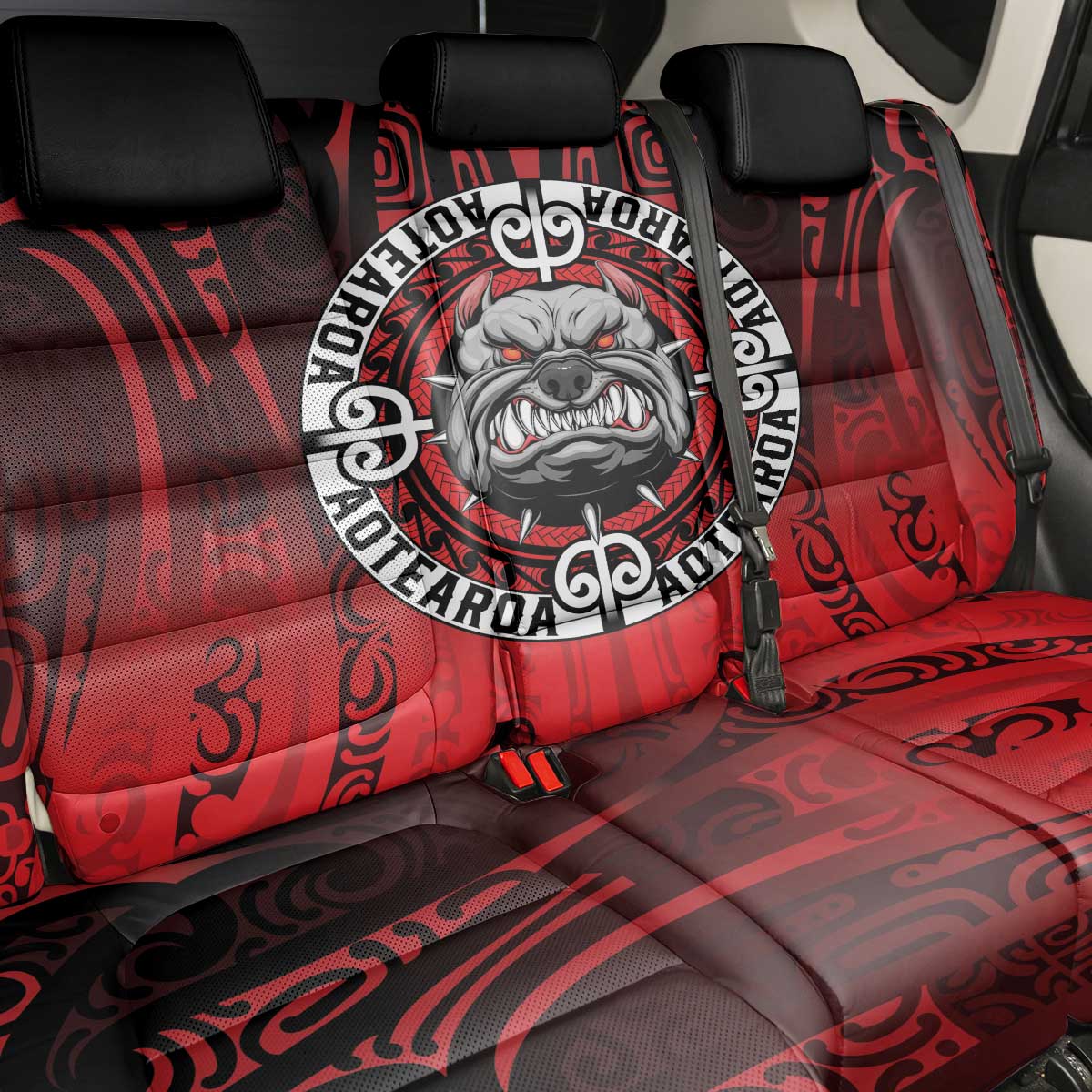 Aotearoa Bulldog Back Car Seat Cover New Zealand Kowhaiwhai Tribal LT9 - Polynesian Pride