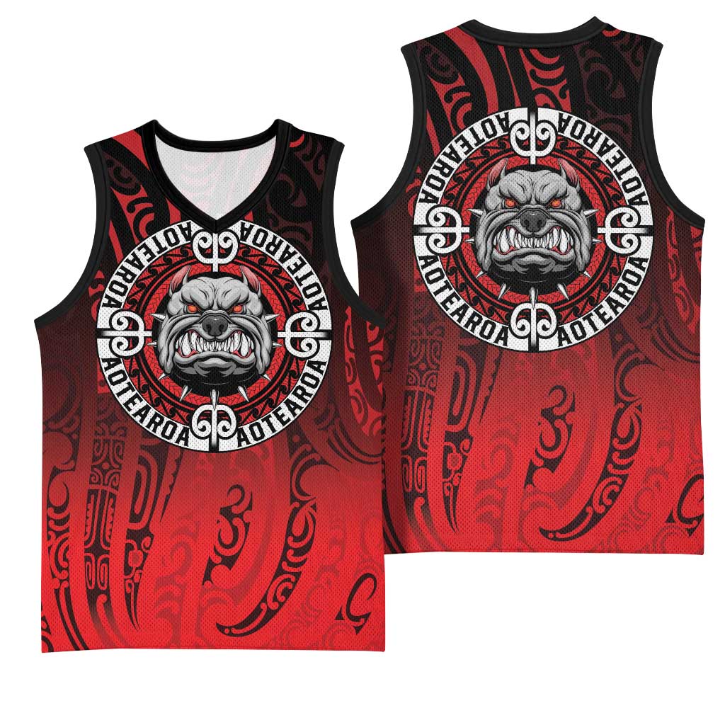 Aotearoa Bulldog Basketball Jersey New Zealand Kowhaiwhai Tribal LT9 - Polynesian Pride