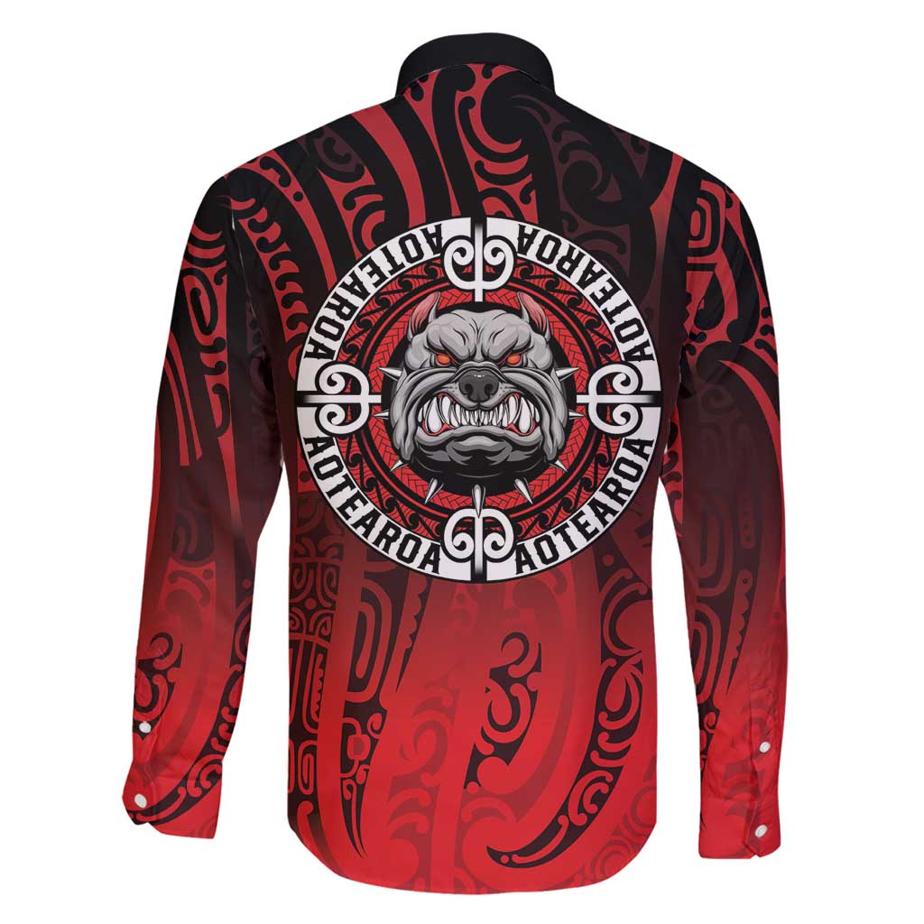 Aotearoa Bulldog Family Matching Long Sleeve Bodycon Dress and Hawaiian Shirt New Zealand Kowhaiwhai Tribal LT9 - Polynesian Pride
