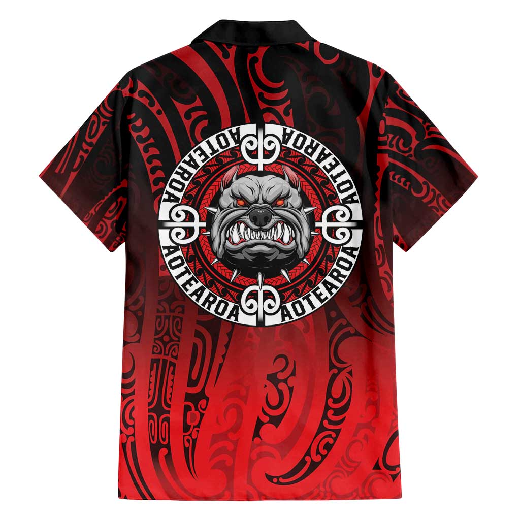Aotearoa Bulldog Family Matching Off Shoulder Short Dress and Hawaiian Shirt New Zealand Kowhaiwhai Tribal
