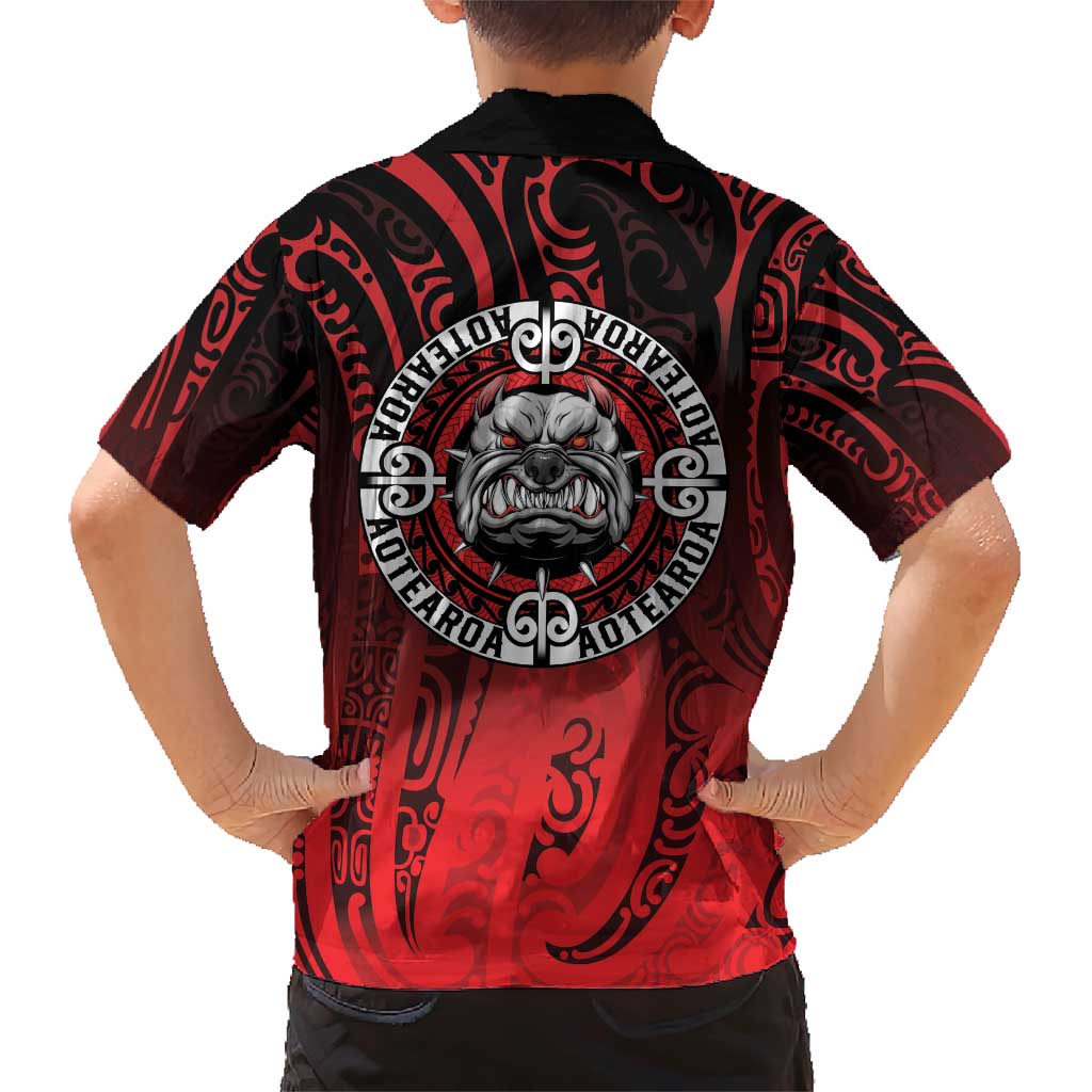 Aotearoa Bulldog Family Matching Short Sleeve Bodycon Dress and Hawaiian Shirt New Zealand Kowhaiwhai Tribal LT9 - Polynesian Pride