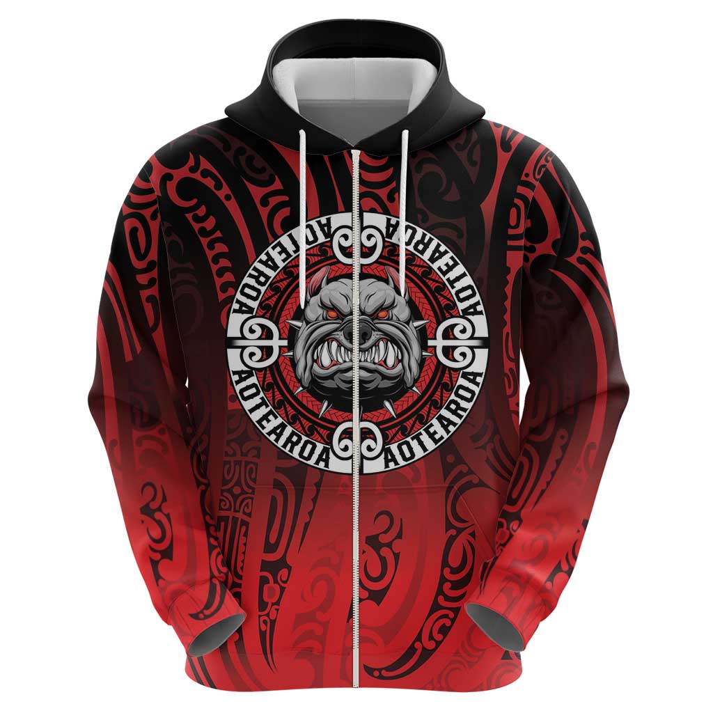Aotearoa Bulldog Hoodie New Zealand Kowhaiwhai Tribal