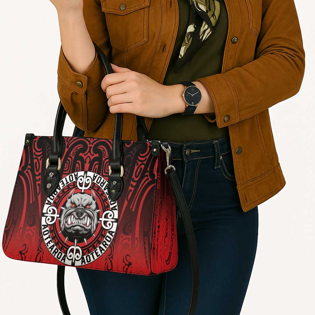 Aotearoa Bulldog Leather Bag New Zealand Kowhaiwhai Tribal - Polynesian Pride