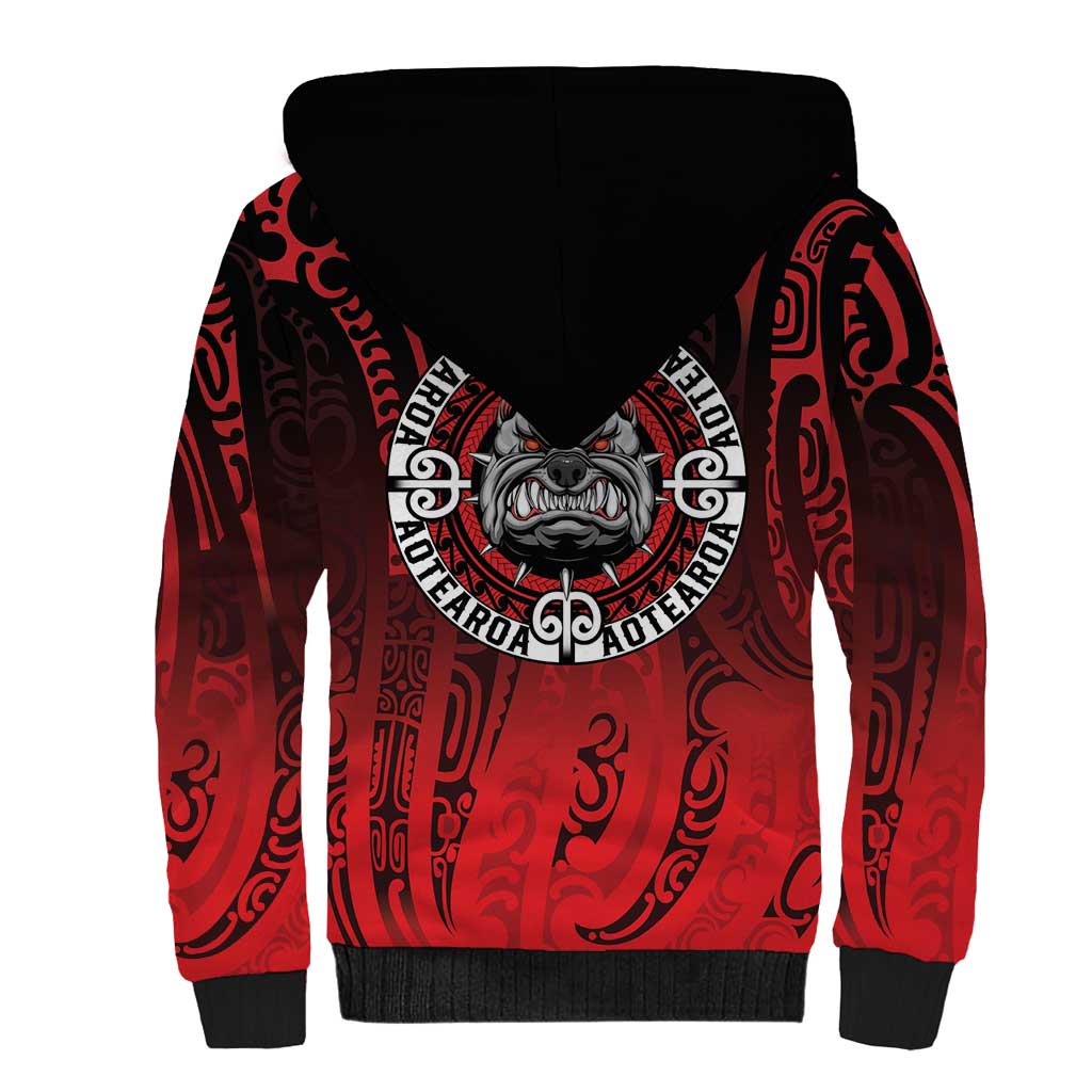 Aotearoa Bulldog Sherpa Hoodie New Zealand Kowhaiwhai Tribal