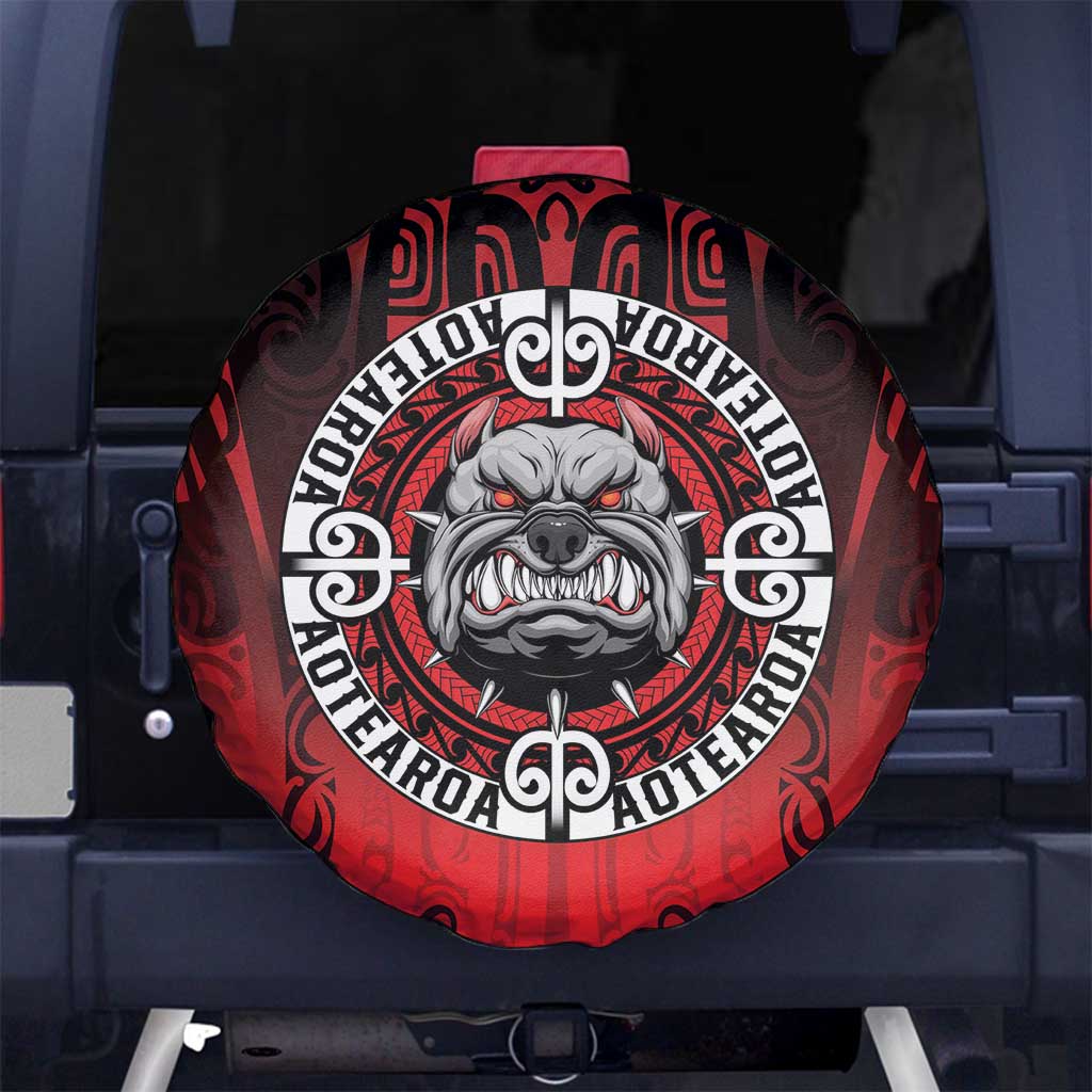 Aotearoa Bulldog Spare Tire Cover New Zealand Kowhaiwhai Tribal LT9 No hole Red - Polynesian Pride
